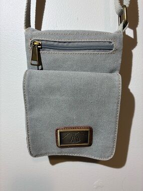 Gray Canvas Crossbody Pouch with Front Flap